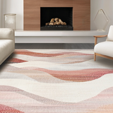 Modern Swirl with Dusty Pink and Mauve Gradient Geometric Waves(Beige)