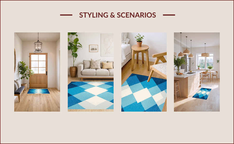 Ultra Soft Area Rug, Non Slip, Stain Resistant, Washable Area Rugs for Living Room, Bedroom, boys bedroom space rug(Blue) - ODIKA