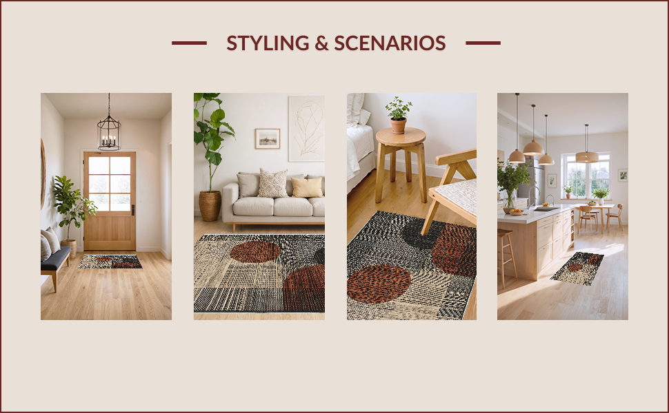 Ultra Soft Area Rug, Non Slip, Stain Resistant, Washable Area Rugs for Living Room, Bedroom, Rustic Cow Print Living Room Rug(Brown) - ODIKA