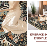 Ultra Soft Area Rug, Non Slip, Stain Resistant, Washable Area Rugs for Living Room, Bedroom, Boho Insect Print Non-Slip Playroom(Black) - ODIKA