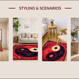 Ultra Soft Area Rug, Non Slip, Stain Resistant, Washable Area Rugs for Living Room, Bedroom, Soft Non-Slip Yin Yang Meditation Rug(Red) - ODIKA