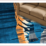 Modern Dark Blue Animal Motif(Orange)