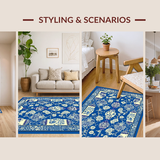 Luxurious Classic Symmetrical Floral Motif(Blue)