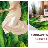 Aesthetic Shower Mat with Botanical Design(Green)