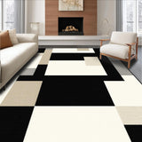 Minimalist Chic Design Large Floor Mat in Black Beige Tones(Beige)