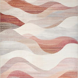 Modern Swirl with Dusty Pink and Mauve Gradient Geometric Waves(Beige)
