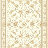 Heritage Garden Area Showcasing Baroque Floral and Leafy Arabesque(Beige)