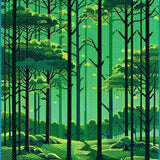 Minimalist Medallion Style with Monochrome Palette(Green)