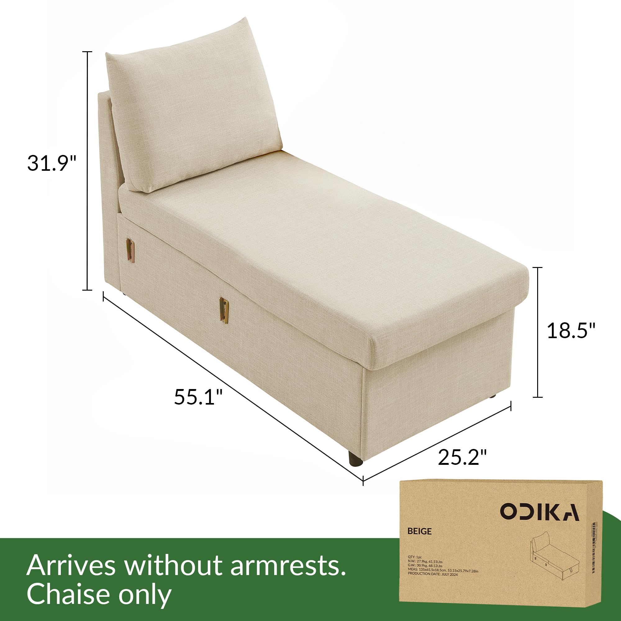 ODIKA Sleeper Sofa Additional Chaise – Chaise for Upgrading Your Existing L - ODIKA