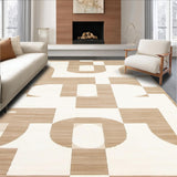 Modern Shag Area with Abstract Shapes for Playful Home Interiors(Beige)