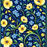 Vibrant Floral Abstract Arrangement(Blue)