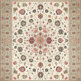 Non Slip with Beige Floral Medallion and Boho Highlights(Ivory)