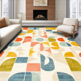 Mid Century Modern Geometric Rainbow with Beige and Ivory(Yellow)