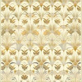 Art Deco Inspired Geometric Fan and Leaf(Beige)