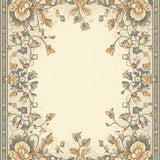 Antique Scroll Area Showcasing Floral Arabesque and Stylized Border Details(Beige)