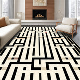 Modern Lattice Black & Beige Woven(Beige)