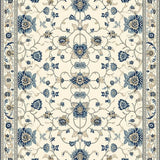 Sophisticated Area Featuring Elegant Beige and Blue Floral Designs(Beige)