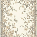 Elegant Floral in Smoke and Beige Non Shedding(Beige)