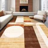 Modern Abstract Area With Earthy Tones And Geometric Contours(Brown)