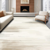 Modern Distressed Aura Area with Abstract Ivory Beige and Grey Layered Lines(Beige)
