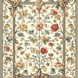 Refined Smoke and Beige Featuring Ornate Floral Leaf Motif Design(Beige)