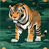 Vibrant Green Animal Motif(Brown)