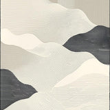Minimalist Wave Area Subtle Beige Black Abstract(Beige)