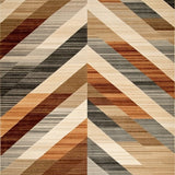 Modern Hallway Runner with Abstract Zigzag Earth Tone Design(Beige)