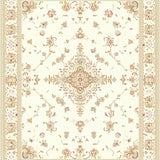 Classic Ivory Beige Medallion with Decorative Scroll and Floral(Beige)