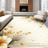 Beige Radiance Floral Accent Bath Non Slip Shower Decor(Ivory)