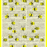 Nostalgic Beige Newspaper Print(Black)