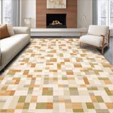 Abstract Checkered Area Beige Tan Modern(Beige)