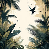 Reversible Balcony with Distinctive Tropical Foliage Print Area(Beige)