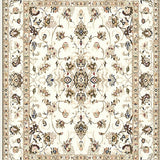 Elegant Area with Vintage Floral Motifs in Warm Beige and Taupe(Beige)