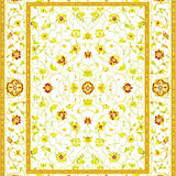 Floral Geometric Area with Cream and Mustard Accents(White)