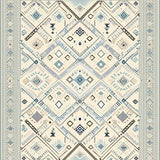 Modern Ethnic Diamond Area with Sculpted Geometric Medallions(Beige)
