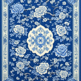 Transitional Blue Floral Elegance(Blue)
