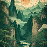 Charming Playful Scenic Print(Green)