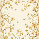 Artistic Beige Ivory Oval with Stylized Floral and Vine Motif(Beige)