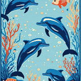 Modern Blue and Coral Fusion(Blue)