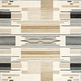 Modern Geometric Area Beige & Black Tribal Design(Beige)