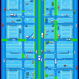 Playful Cartoonish City Scene(Blue)