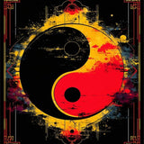 Whimsical Black and White Symmetrical Motif(Red)