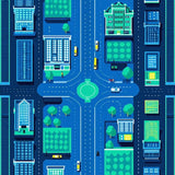 Dynamic Playful Road Traffic Motif(Blue)