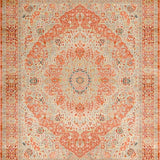 Textured Boho Area Featuring Muted Floral Designs in Terracotta Tones(Orange)