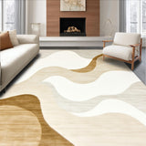 Abstract Waves Area for Home Decor Artistic Swirl Design(Beige)
