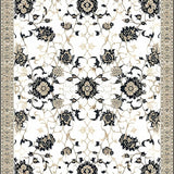 Elegant Floral Area Featuring Abstract Black and Beige Accents(White)