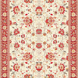 Red and Beige Sunburst Floral Area(Ivory)