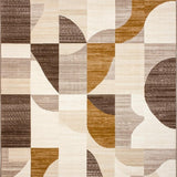 Modern Geometric Area Brown & Beige Contour Cut(Beige)