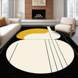 Modern Beige Black & Yellow Abstract Geometric Area(Black)